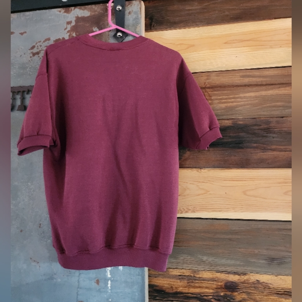 Vintage Lee 80's Maroon Short Sleeve Sweatshirt - Picture 2 of 5
